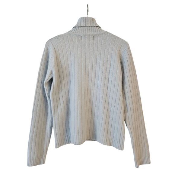 Sag Harbor Long Sleeve Cable Knit Turtleneck Sweater Angola Rabbit Hair Blue M - Picture 2 of 10